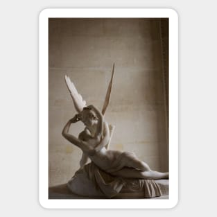 Romantic Cupid and Psyche Lovers Statue in the Louvre Sticker